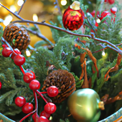Decoraciones navideñas coloridas y tradicionales, comidas festivas, símbolos antiguos, encuentros alegres y diversidad cultural en escenas invernales